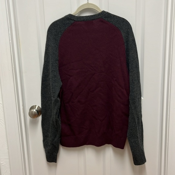 Brooks Brothers Maroon‎ & Grey Colorblock Men’s Brushed Wool Crewneck Sweater - Picture 4 of 4